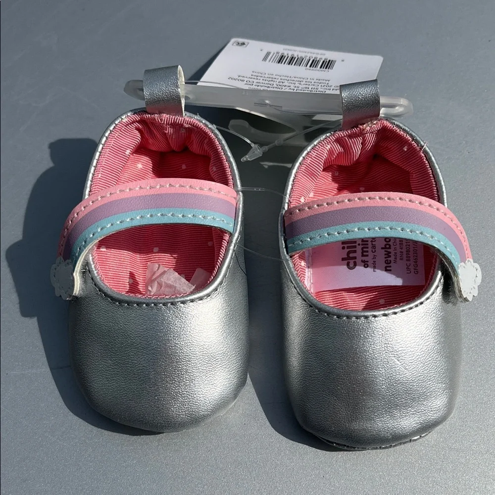 Carter's Silver Baby Walker Shoes with Pink and Blue Straps